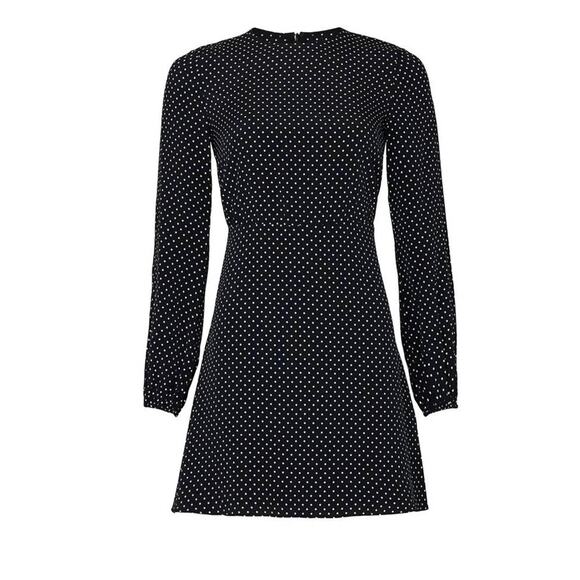 Theory Black Crepe Polka Dot Crew Dress 12 - Picture 2 of 8